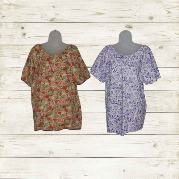 unbranded Tops - Handmade set of two womens tops size L short sleeve multiclor